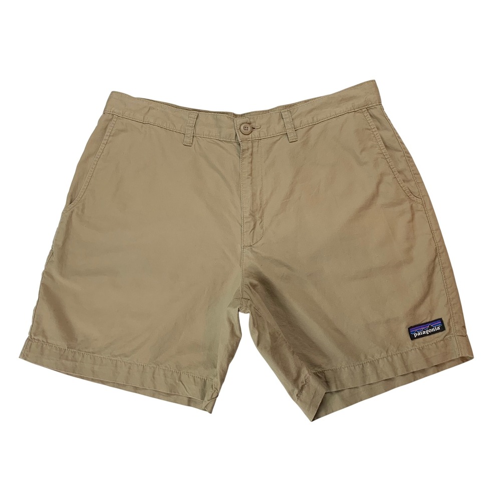 Patagonia Mens Stand Up Shorts 33 Khaki Tan Organic Cotton Hemp 57756 SP22 7in - Picture 2 of 11